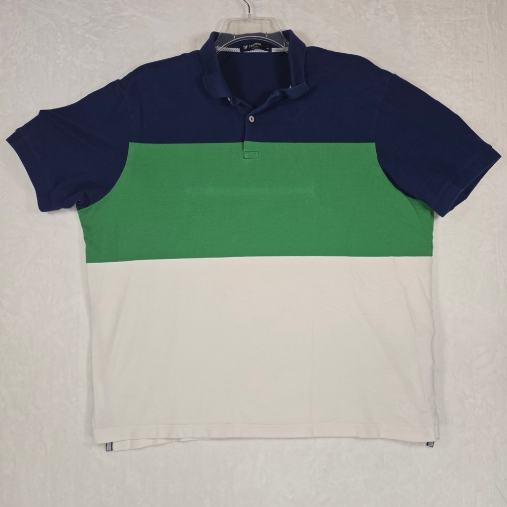 Cremieux Classics Mens XL Polo Shirt Colorblock Navy Green White Short Sleeve